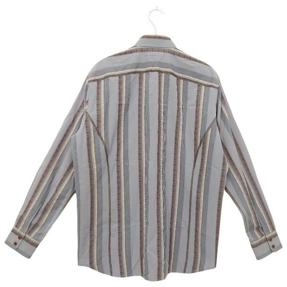 Tommy Bahama Island Soft Shirt Mens Medium Gray Button Up Striped 100% Cotton - Picture 2 of 9